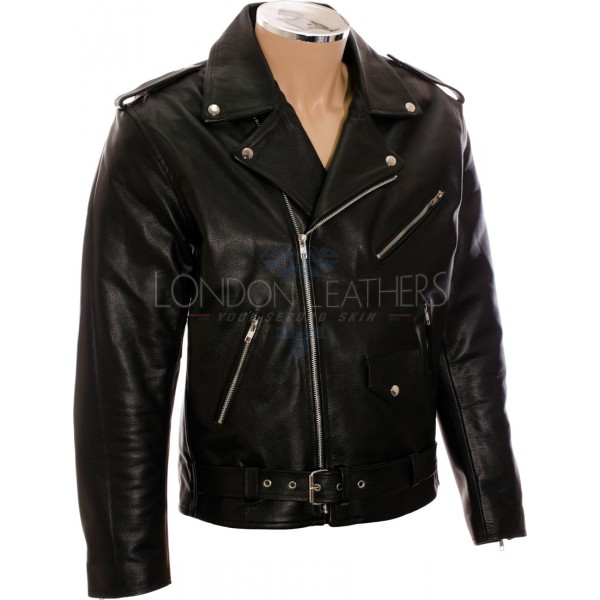 SALE - All American Mod Biker Classic Black Leather Jacket